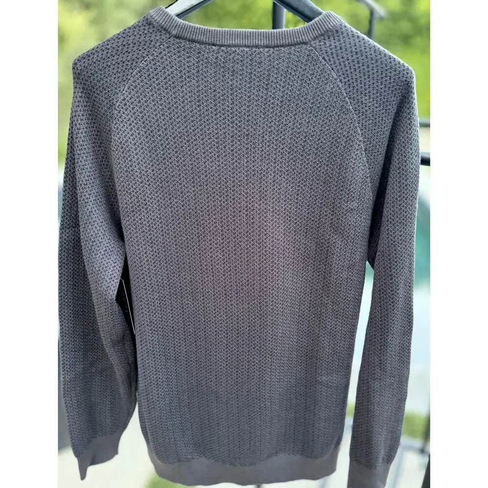 NWT Rhone Men’s Large Textured Crewneck Sweater Charcoal Gray Performance